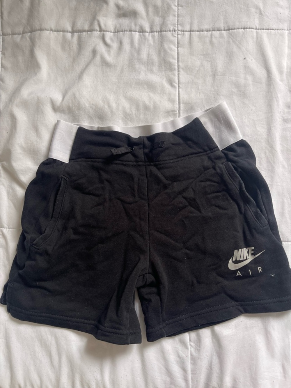 Nike Black Shorts with White Waistband and Logo